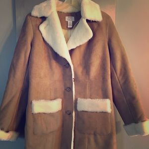 Ann Taylor Loft Faux Fur Lined Faux Suede Coat